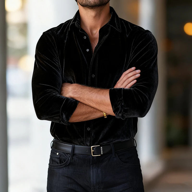 Dorian | Classic Long Sleeve Velvet Shirt