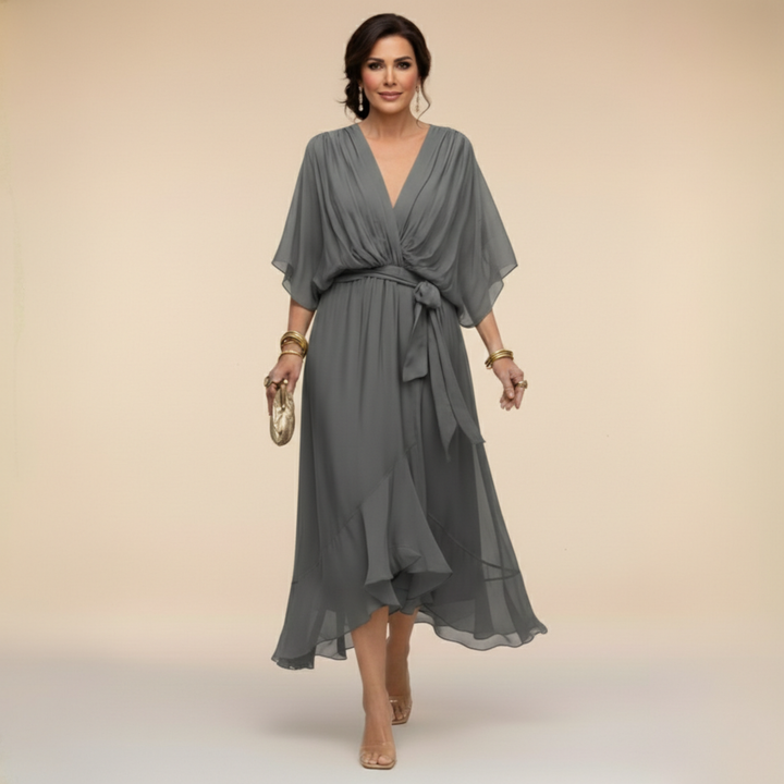 Zinnia | Stylish Chiffon V-Neck Dress