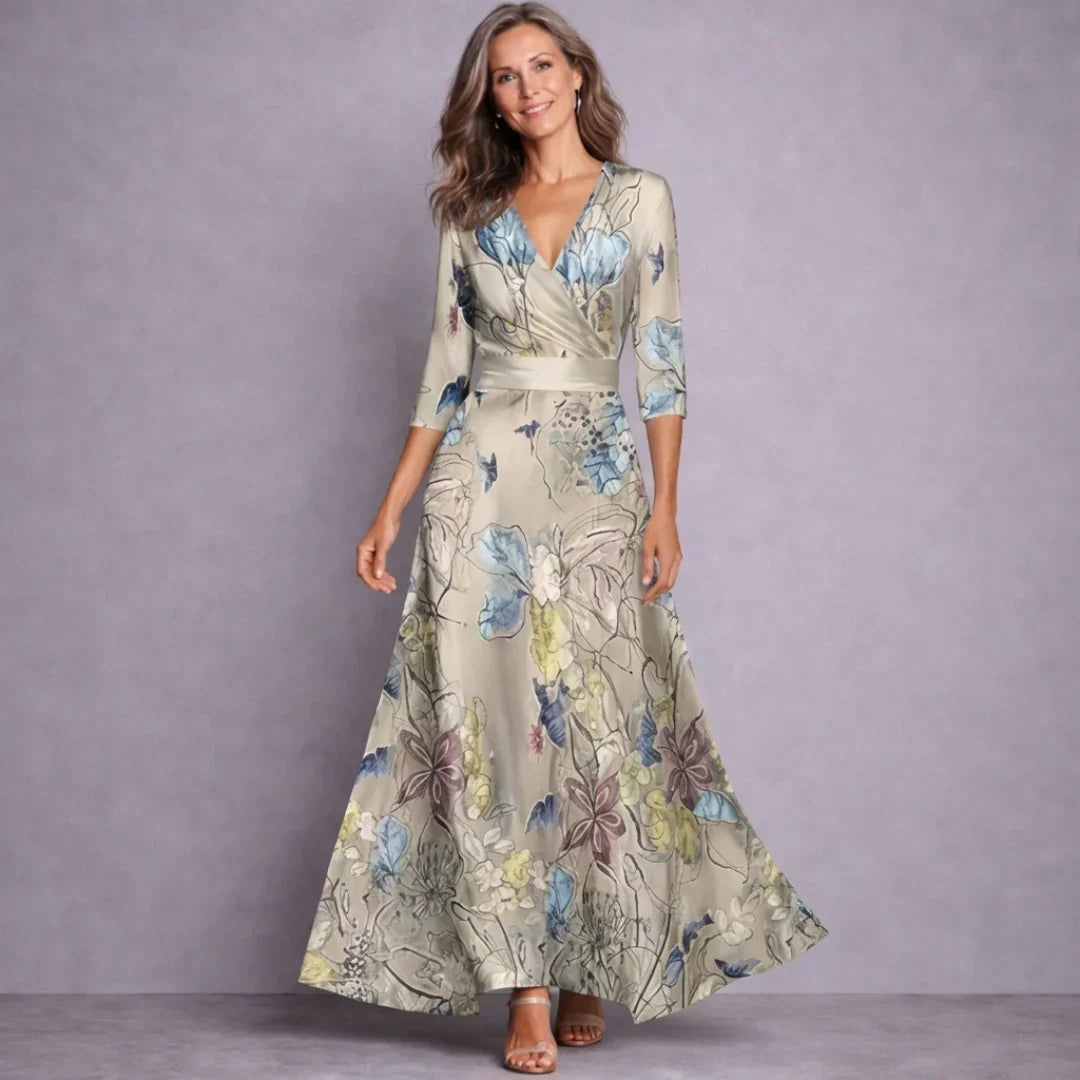 Carissa | Elegant Mid Sleeve Maxi Dress