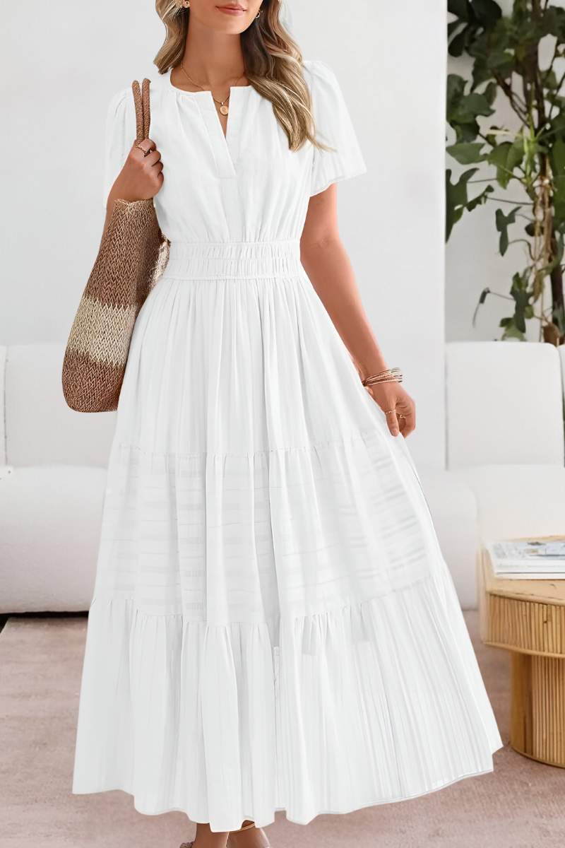 Cassandra | Tiered Flutter-Sleeve Midi Dress