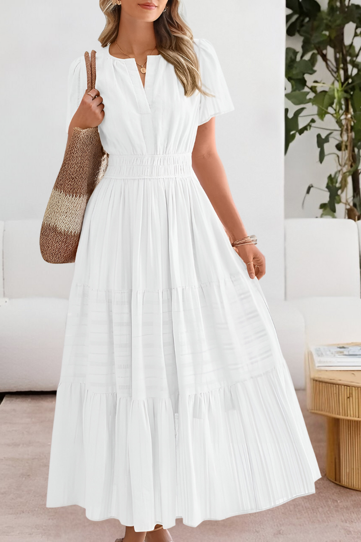 Cassandra | Tiered Flutter-Sleeve Midi Dress