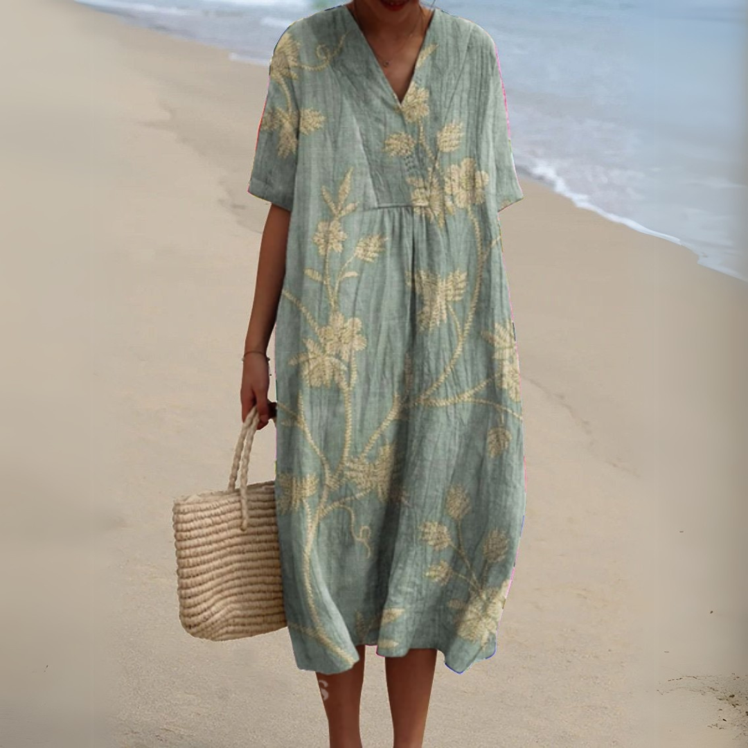 Stella | Elegant Floral V-Neck Dress