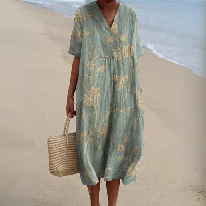Stella | Elegant Floral V-Neck Dress