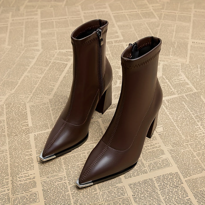 Bronwyn | Pointed-Toe Chunky Heel Ankle Boots