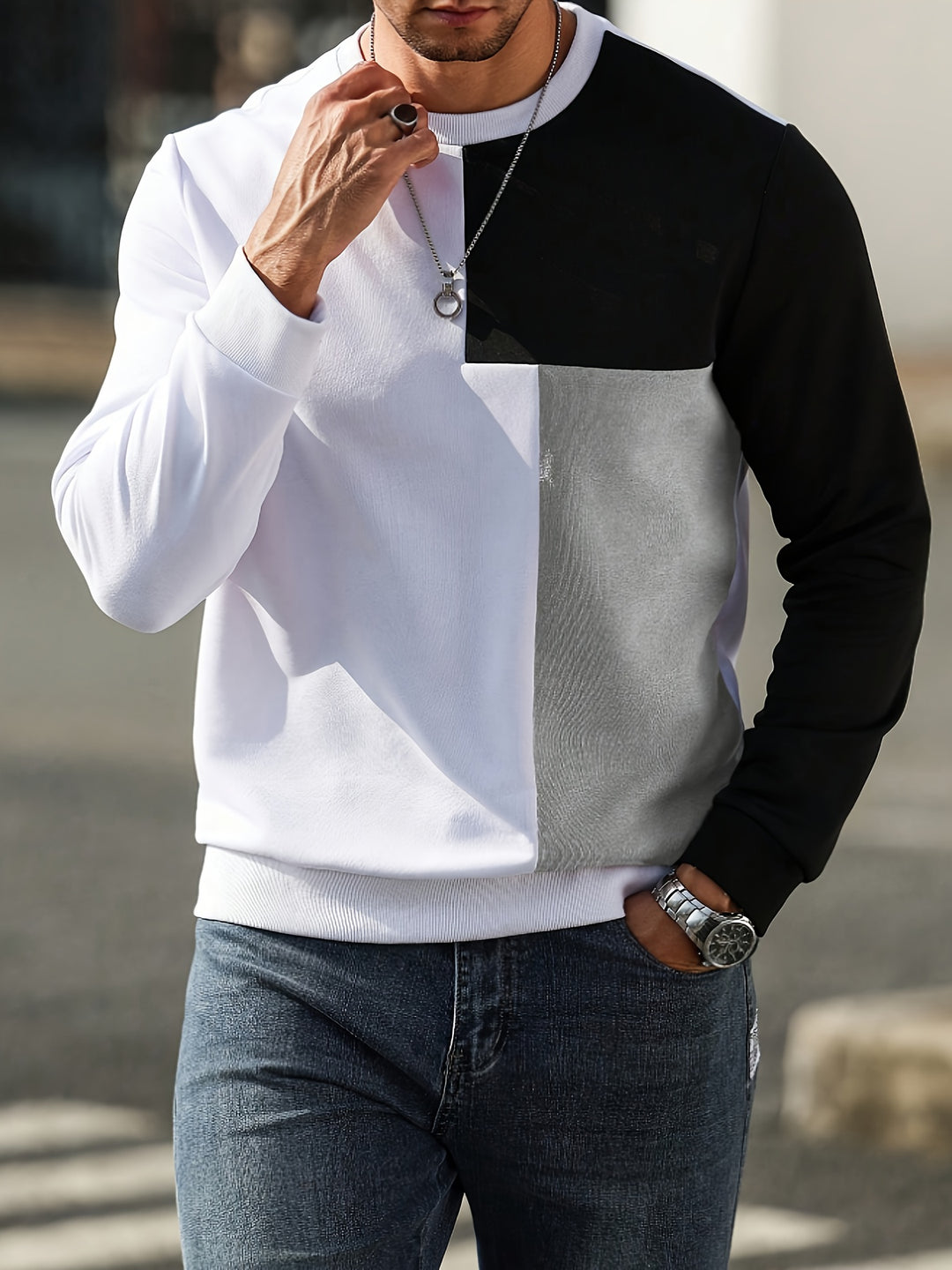 Jonah | Panelled Pullover Sweatshirt