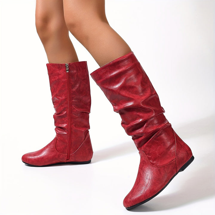 Marlene | Slouch Flat Mid-Calf Boots