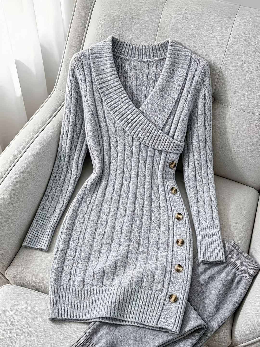 Willow | Cable-Knit V-Neck Halloween Sweater Dress