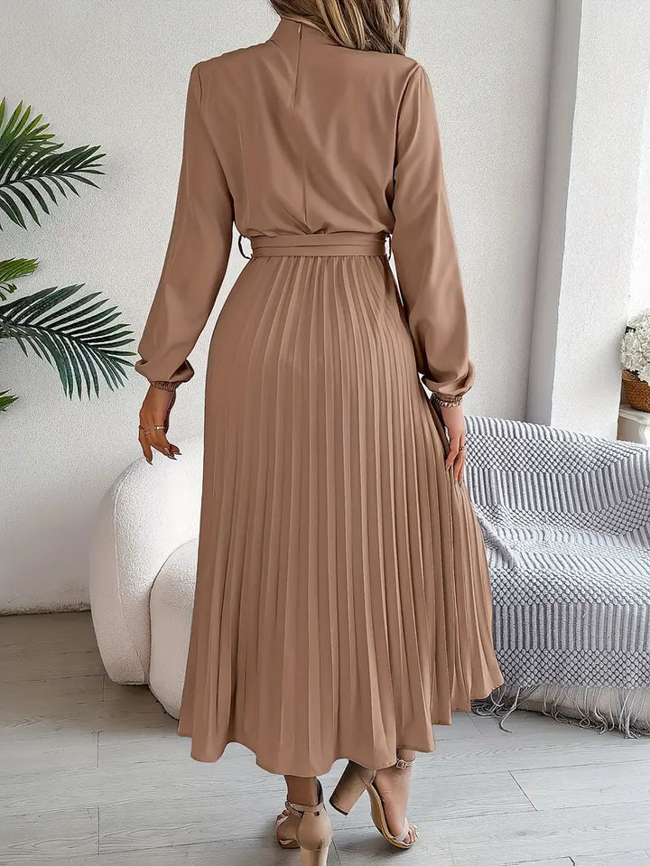 Evelyn | Elegant Pleated Belted Midi Dress