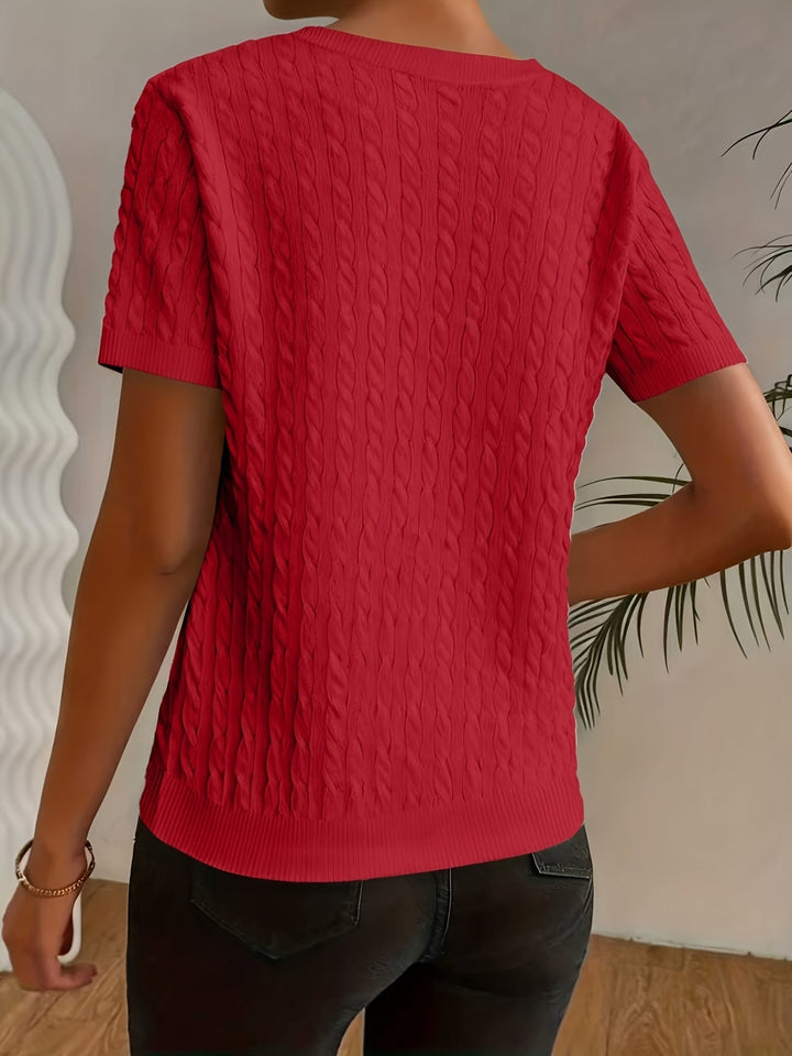 Josie | Cable-Textured Short Sleeve Top
