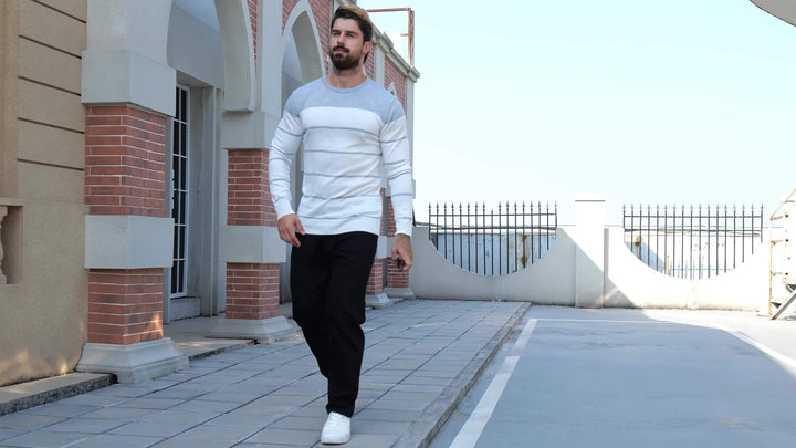 Declan | Colour-Block Striped Crew Neck Sweater