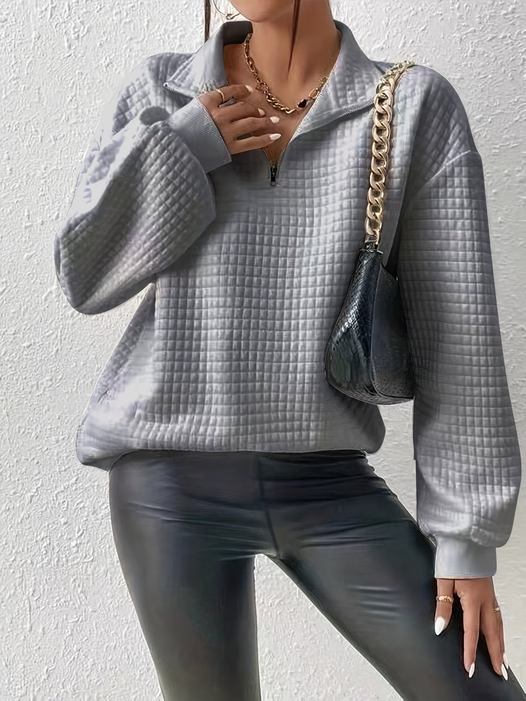Paige | Textured Quarter-Zip Pullover