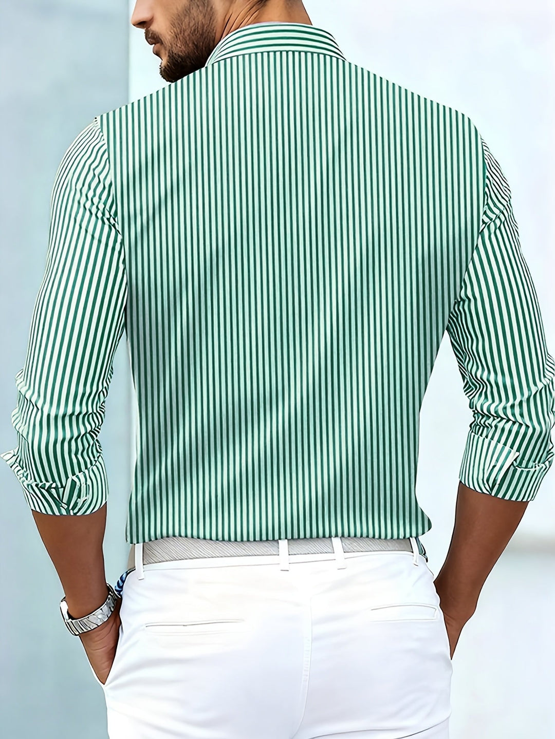 Julius | Woven-Texture Striped Long Sleeve Shirt