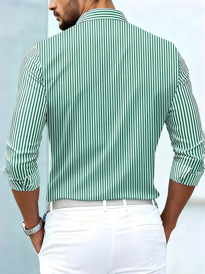 Julius | Woven-Texture Striped Long Sleeve Shirt