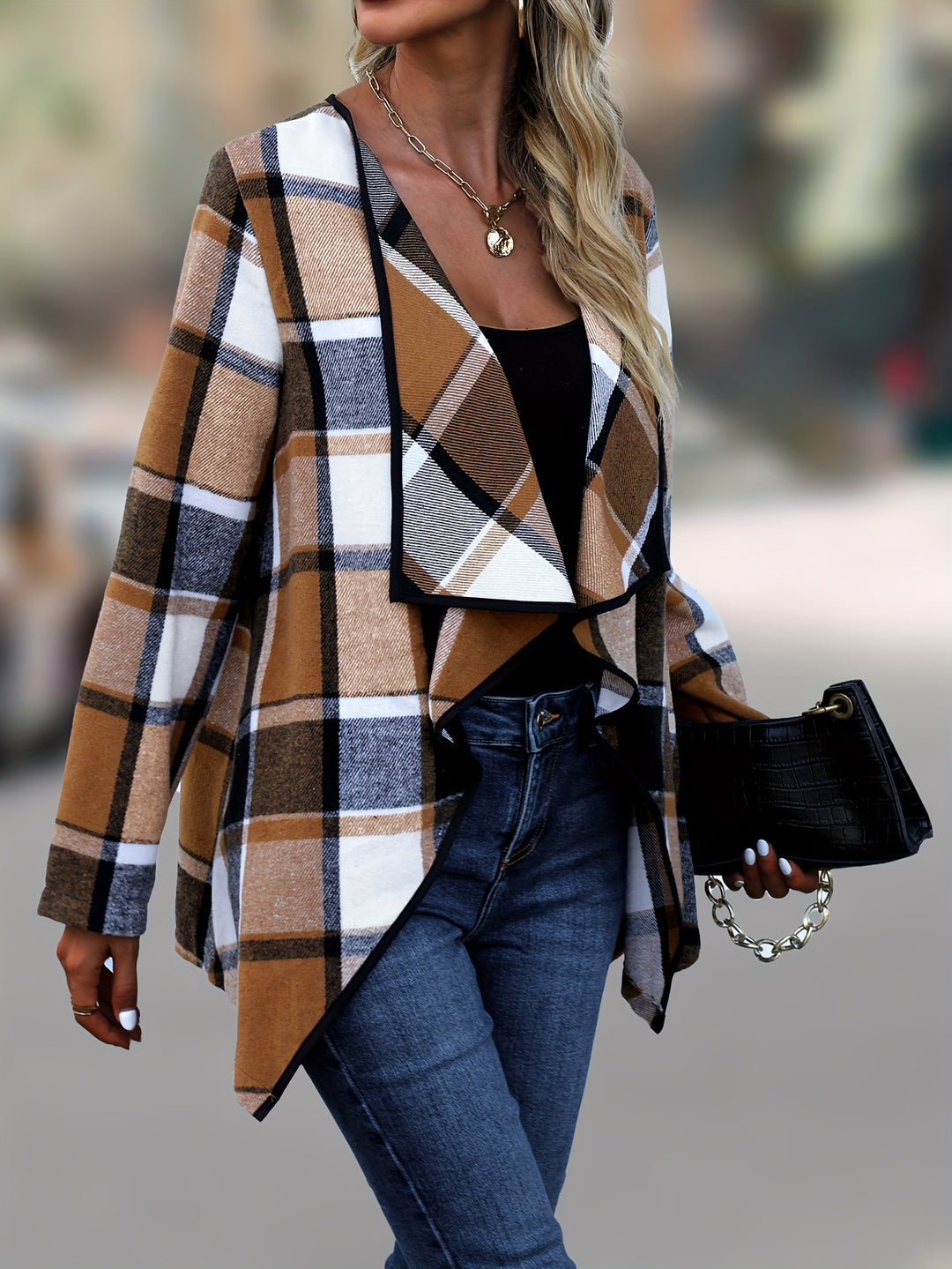 Bridget | Draped Christmas Plaid Coat