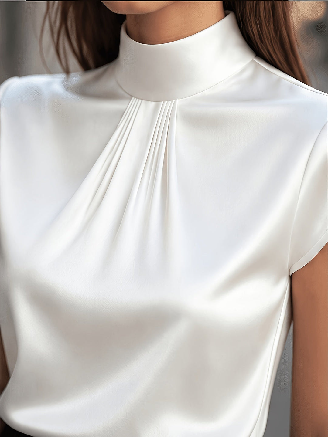 Bianca | Pleated Mock-Neck Top