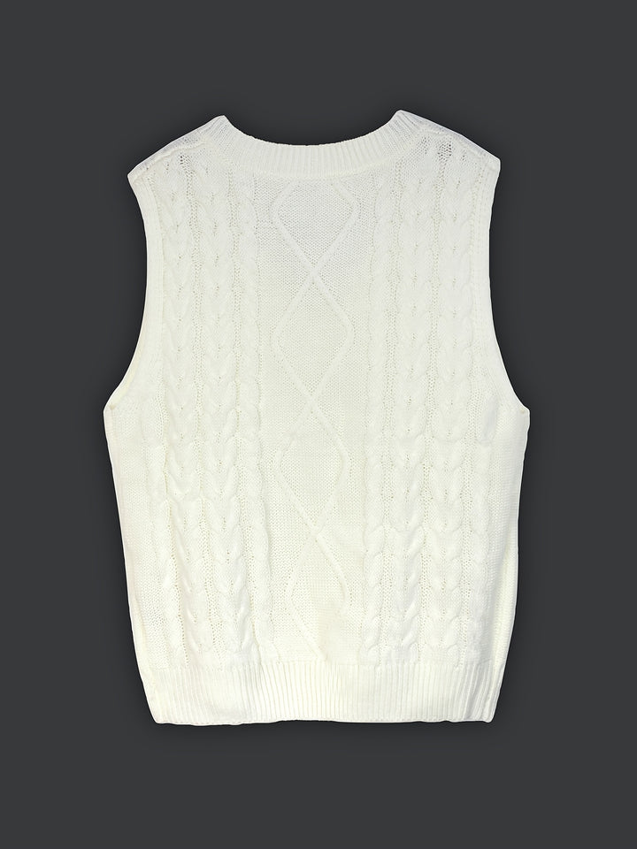 Ramona | Cable-Knit V-Neck Sweater Vest
