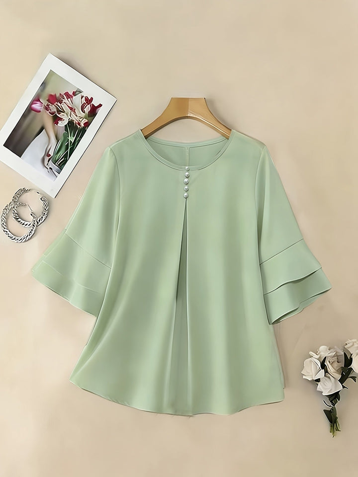 Eloise | Flowing Pearl-Button Blouse