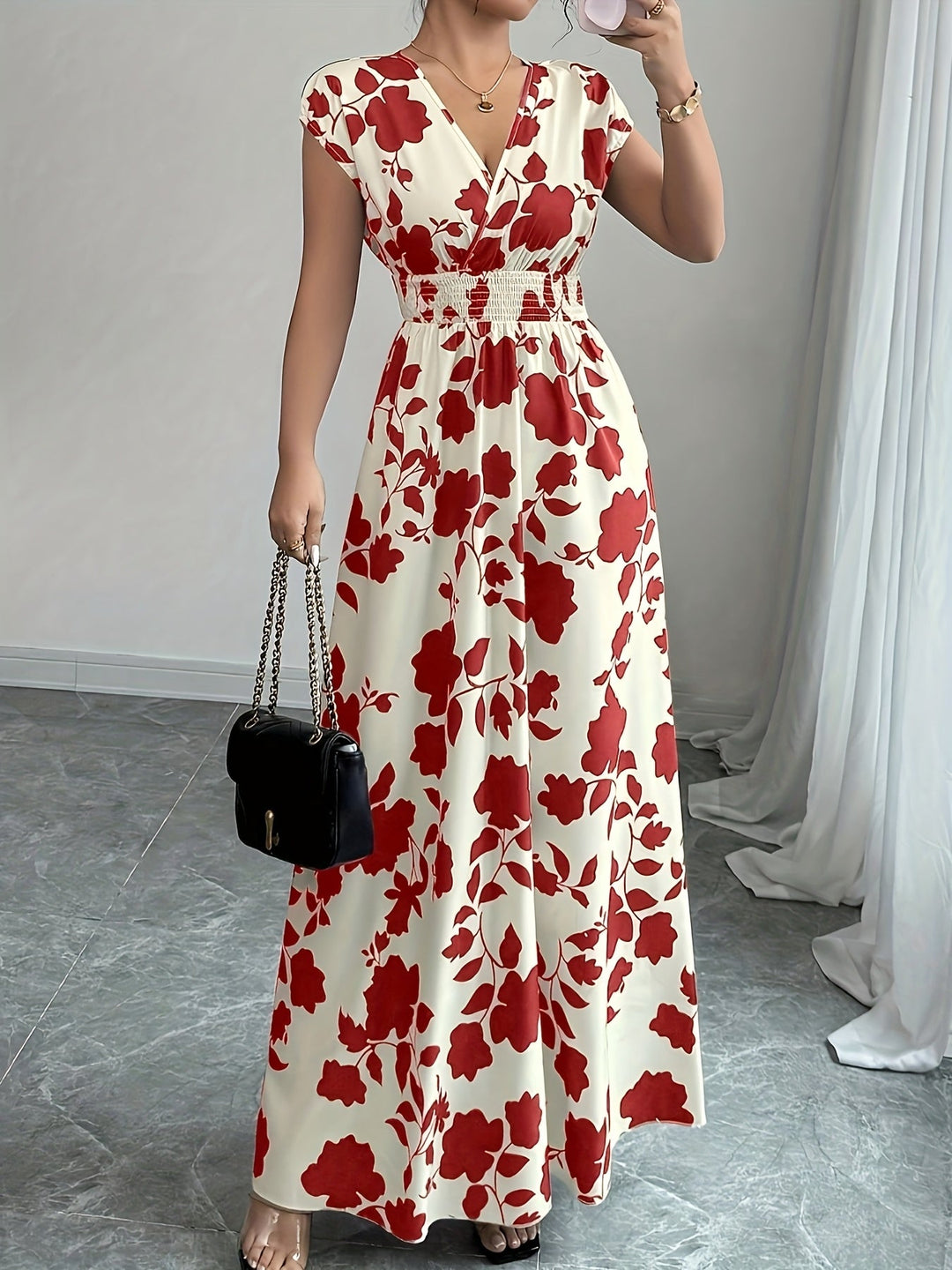 Isabelle | Floral V-Neck Maxi Dress