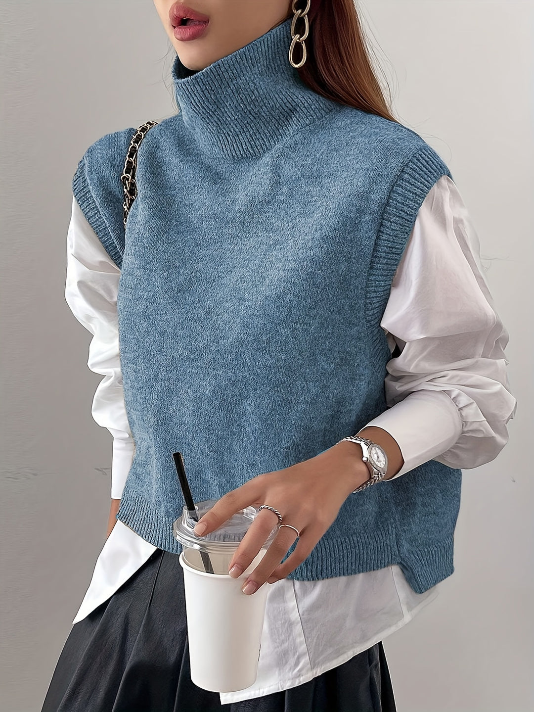 Susanna | High-Neck Knit Sweater Vest
