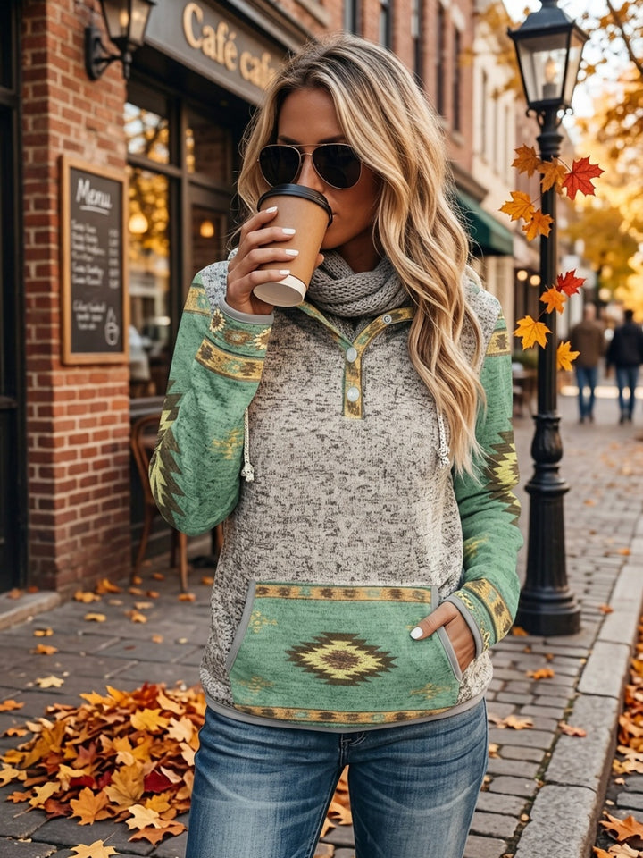Willow | Western-Print Snap-Button Hoodie