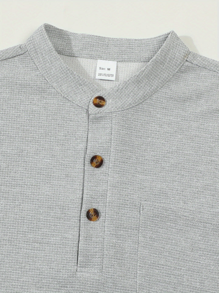 Corbin | Textured Long Sleeve Henley Shirt