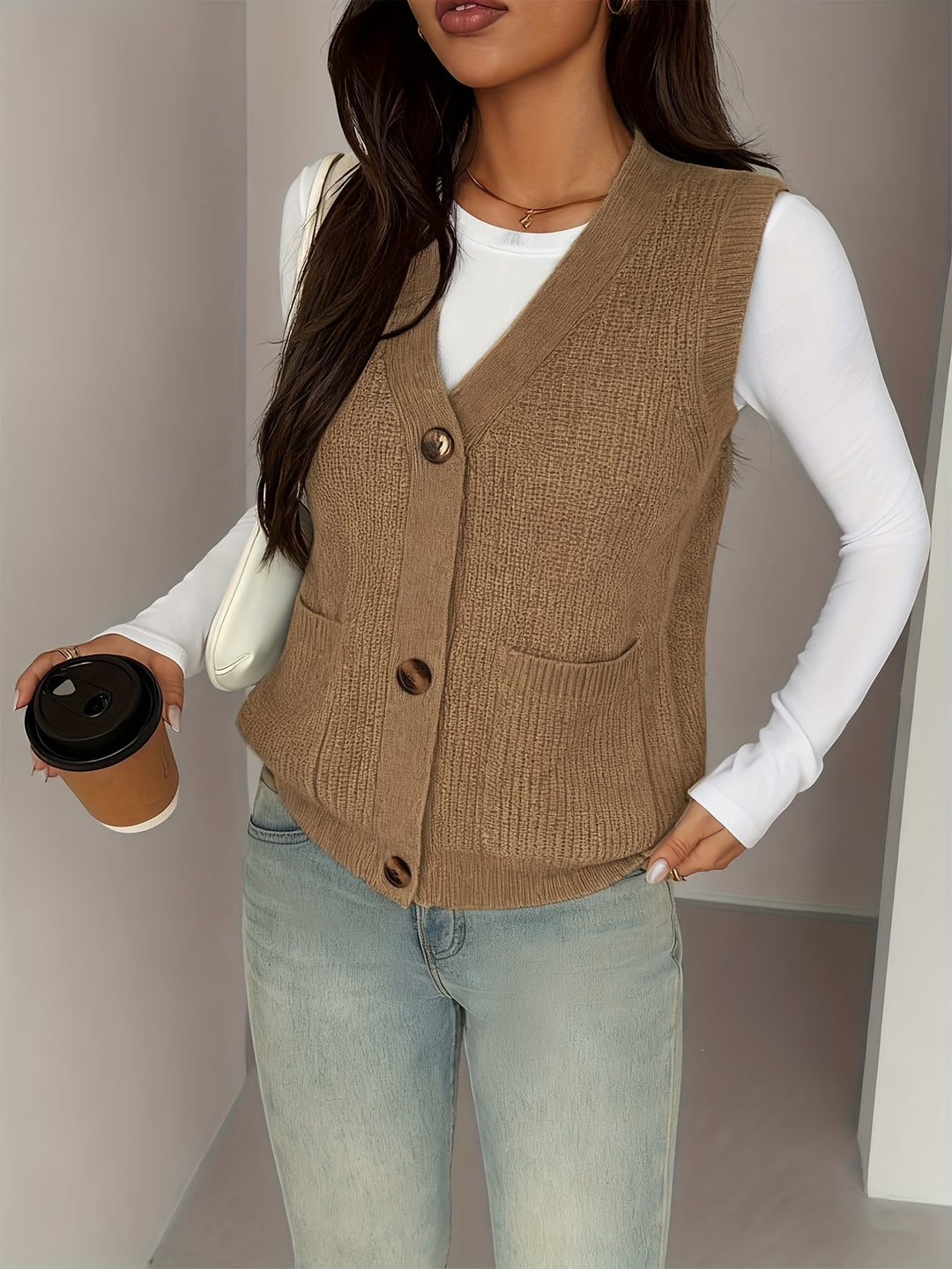 Sienna | Button-Front Sleeveless Vest