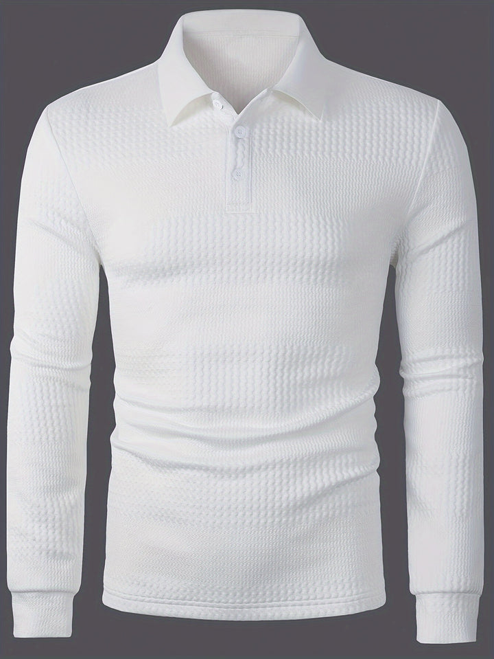 Reid | Textured Long Sleeve Polo Shirt