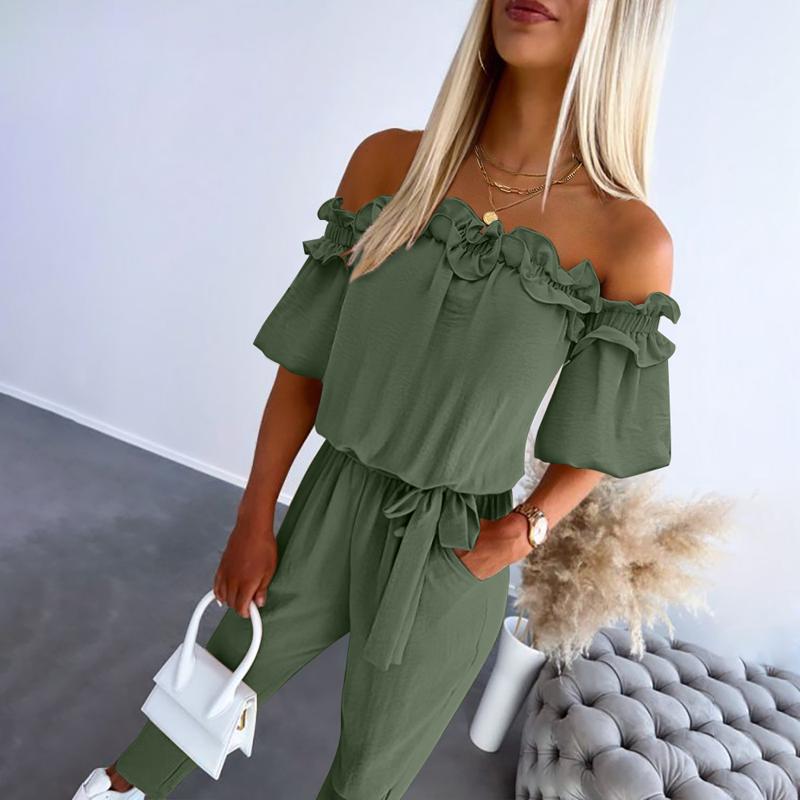 Vespera | Stylish Off Shoulder Tie-Waist Jumpsuit