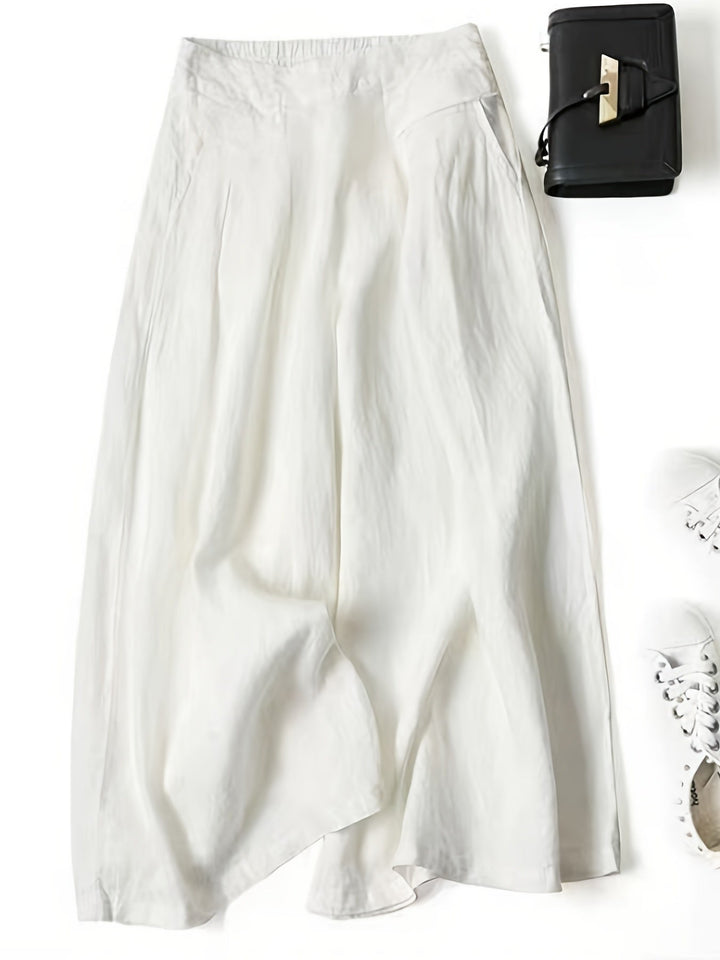 Linen Wide-Leg Ankle Pants