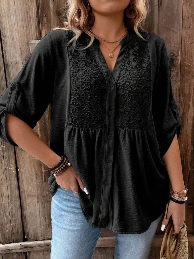 Carmen | Elegant Wide Sleeve V-Neck Blouse