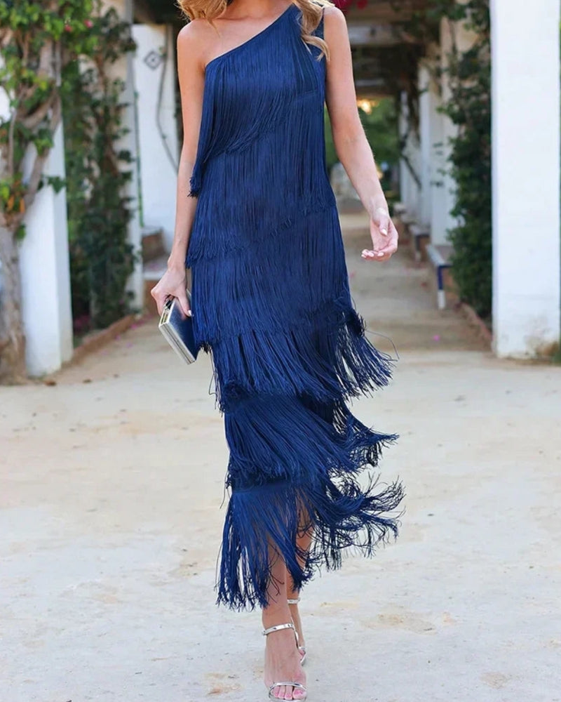 Viviana | Stylish Dropped Shoulders Long Dress