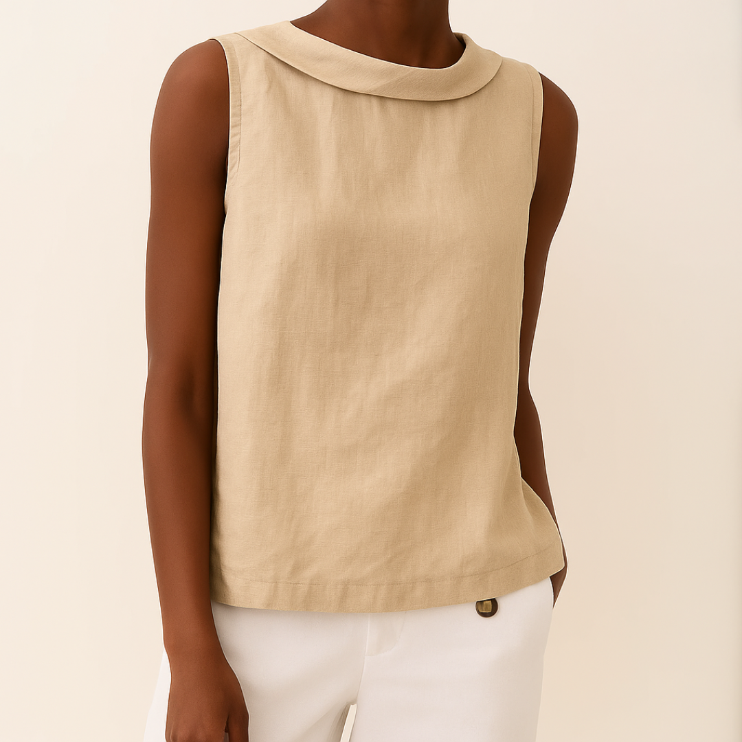 Mabel | Casual Sleeveless Roll Collar Top