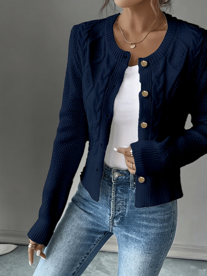 Iris | Cable-Knit Button-Front Cardigan