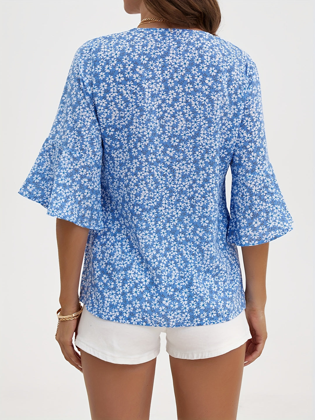 Yvette | Ditsy Floral Ruffle-Sleeve Blouse