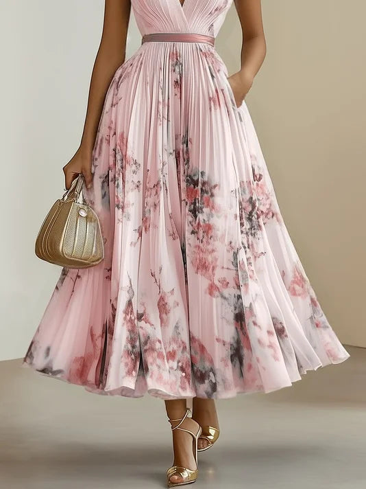 Livia | Elegant Sleeveless Long V-Neck Dress
