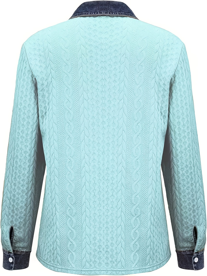 Marina | Contrast-Trim Cable-Knit Cardigan