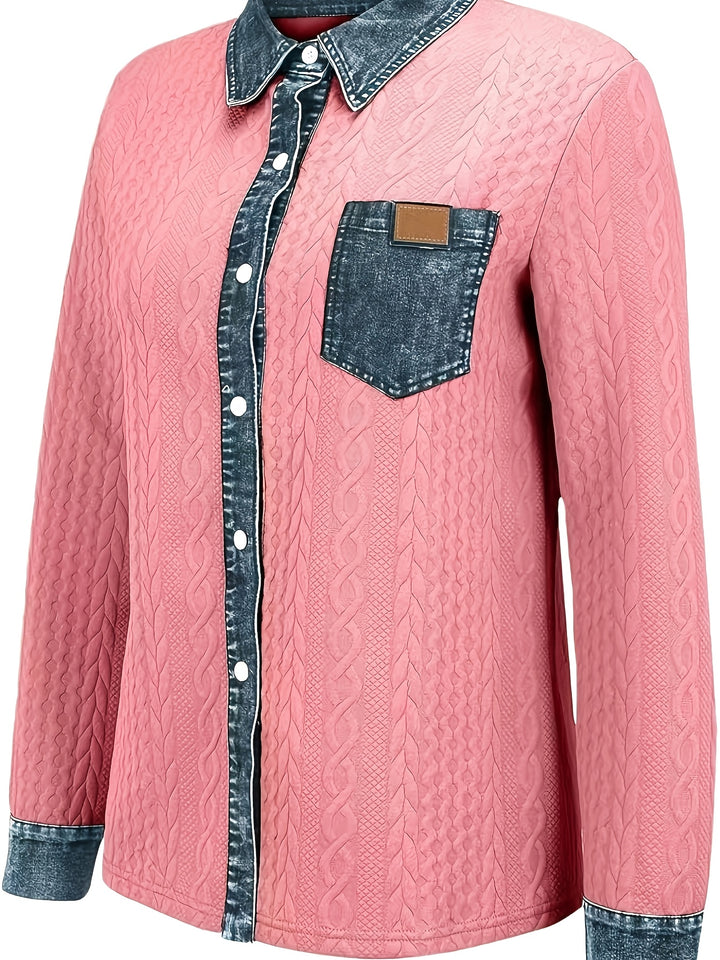 Marina | Contrast-Trim Cable-Knit Cardigan
