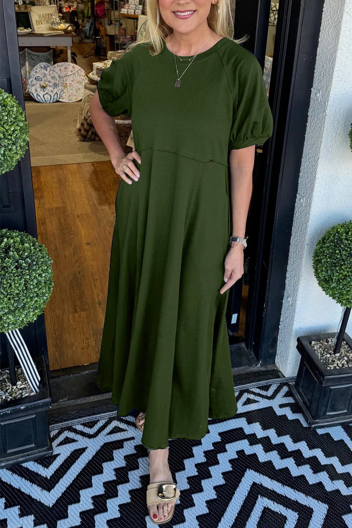 Winslet | Puff Sleeve Round Neck Maxi Dress