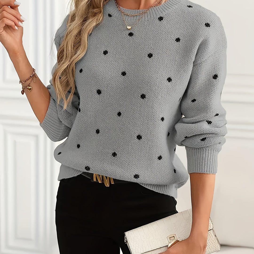 Brynn | Polka Dot Crew Neck Sweater