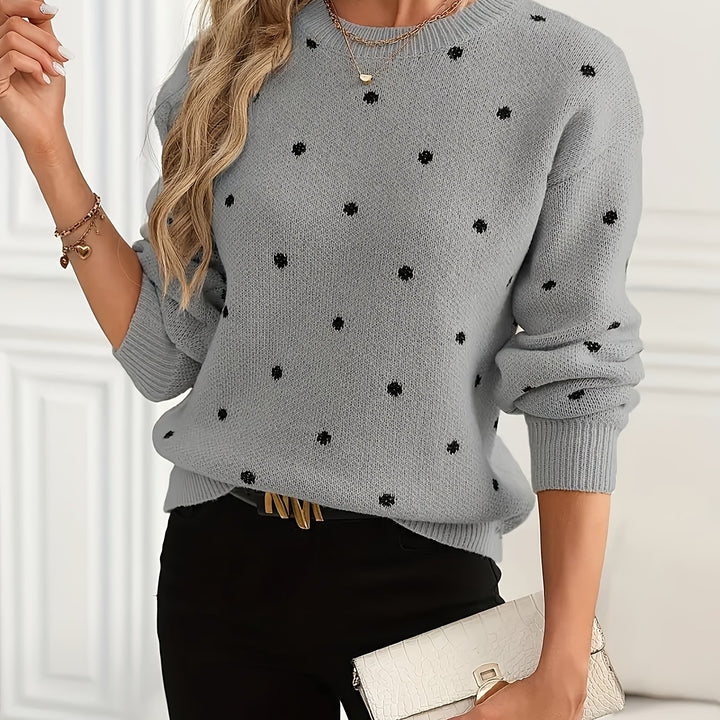 Brynn | Polka Dot Crew Neck Sweater