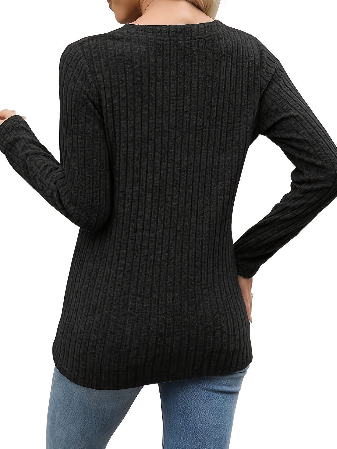 Evangeline | Ribbed Button-Neck Top