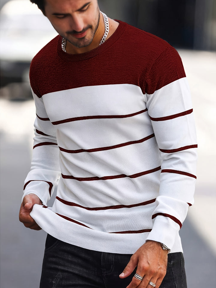 Declan | Colour-Block Striped Crew Neck Sweater