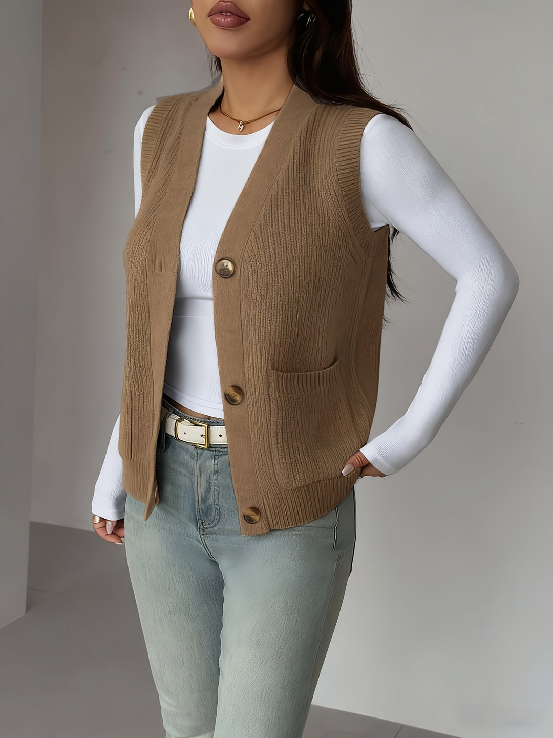 Sienna | Button-Front Sleeveless Vest