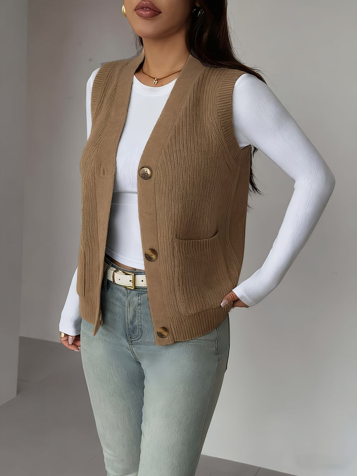 Sienna | Button-Front Sleeveless Vest