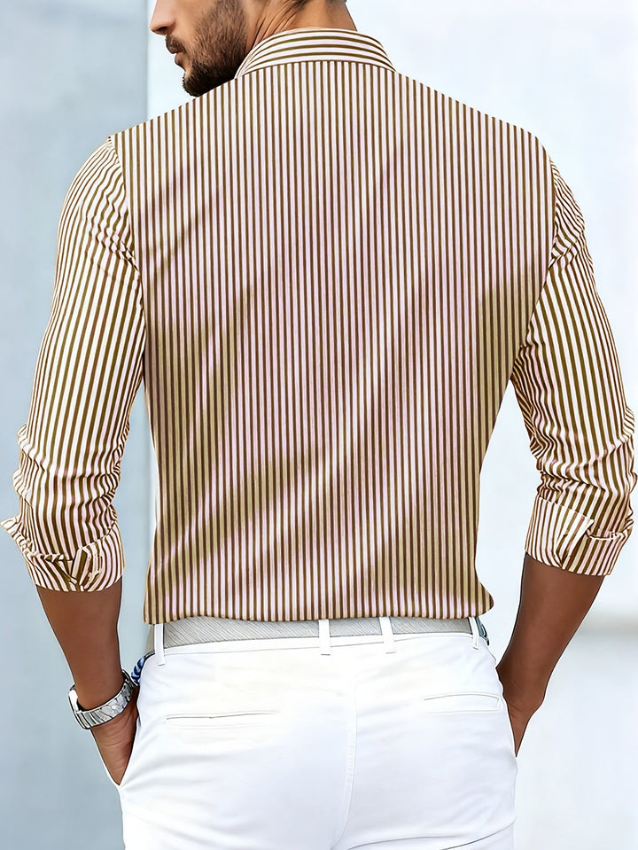 Julius | Woven-Texture Striped Long Sleeve Shirt