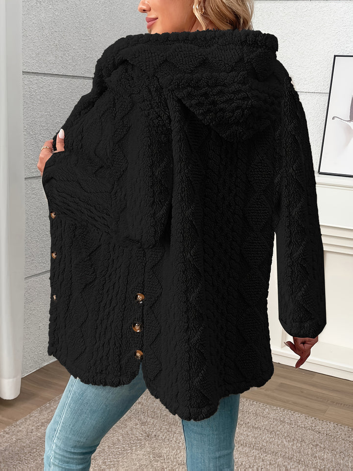 Ramona | Textured Hooded Button-Up Jacket