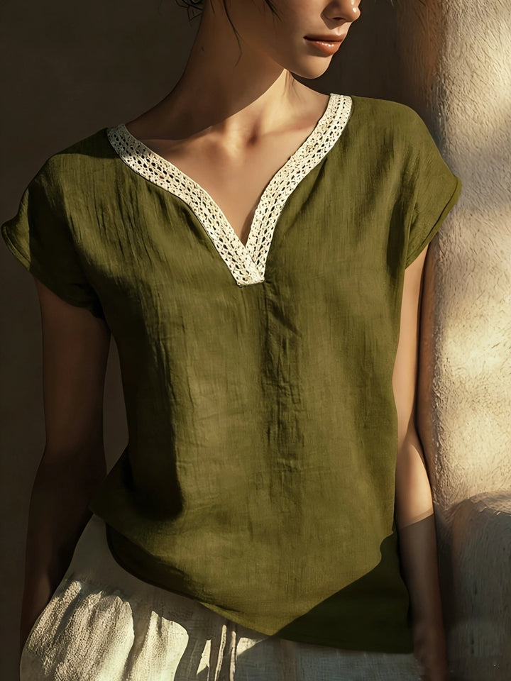 Nora | Decorative Trim V-Neck Blouse