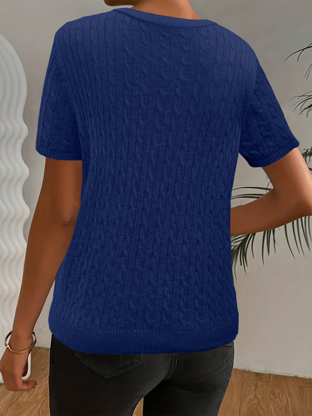 Josie | Cable-Textured Short Sleeve Top
