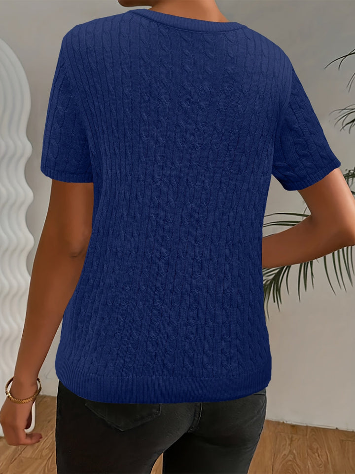 Josie | Cable-Textured Short Sleeve Top