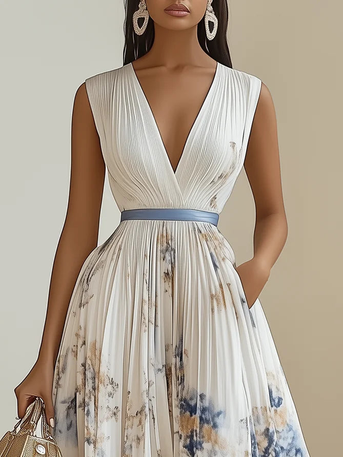 Livia | Elegant Sleeveless Long V-Neck Dress